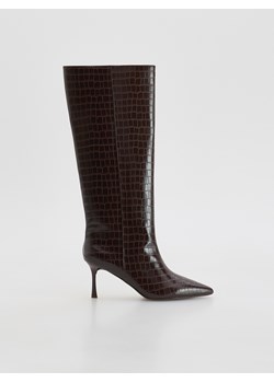 Reserved - Kozaki na obcasie - ciemnobrązowy ze sklepu Reserved w kategorii Kozaki damskie - zdjęcie 188125701