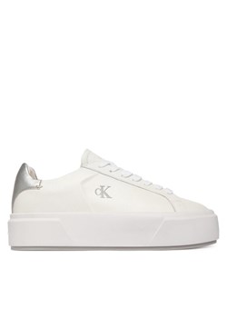 Sneakersy Calvin Klein Flatform Lace Up Lth Met YW0YW01929 Biały ze sklepu eobuwie.pl w kategorii Buty sportowe damskie - zdjęcie 188126611