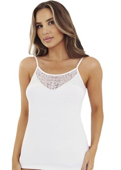 Biała koszulka na ramiączkach z koronką Caprice, Kolor biały, Rozmiar L, EMILI ze sklepu Intymna w kategorii Podkoszulki i halki - zdjęcie 188127852
