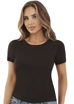 Koszulka z krótkim rękawem brązowa Ida, Kolor brązowy, Rozmiar L, EMILI ze sklepu Intymna w kategorii Podkoszulki i halki - zdjęcie 188127862