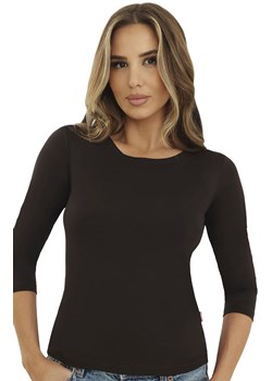 Bluzka damska z rękawem 7/8 brązowa Ina, Kolor brązowy, Rozmiar L, EMILI ze sklepu Intymna w kategorii Podkoszulki i halki - zdjęcie 188127872