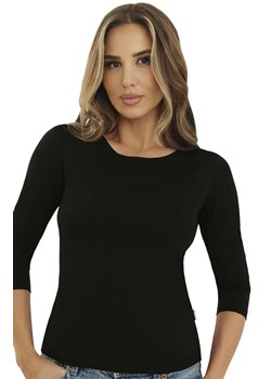 Bluzka damska z rękawem 7/8 czarna Ina, Kolor czarny, Rozmiar L, EMILI ze sklepu Primodo w kategorii Podkoszulki i halki - zdjęcie 188127873