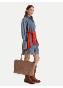 Calvin Klein Torebka Emblem Aop Embossed Suede Tote LV04F3334G Beżowy ze sklepu MODIVO w kategorii Torby Shopper bag - zdjęcie 188130361