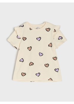 Sinsay - Bawełniana koszulka ze wzorem w serca - wielobarwny ze sklepu Sinsay w kategorii Bluzki dziewczęce - zdjęcie 188131673