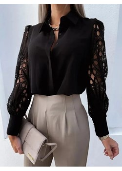 Damska koszula z koronkowymi rękawami - Czarny S ze sklepu Intimica.pl w kategorii Koszule damskie - zdjęcie 188133613