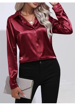 Damska satynowa klasyczna koszula - Bordowy S ze sklepu Intimica.pl w kategorii Koszule damskie - zdjęcie 188133622