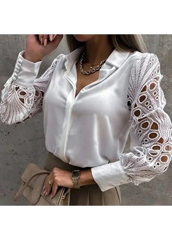 Damska koszula z koronkowymi rękawami - Biały S ze sklepu Intimica.pl w kategorii Koszule damskie - zdjęcie 188133632