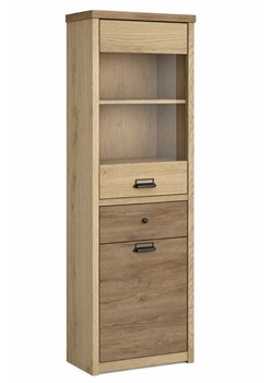 Wysoka witryna szklana dąb cremona + dąb lefkas K7-C32 ze sklepu Edinos.pl w kategorii Regały i witryny - zdjęcie 188135210