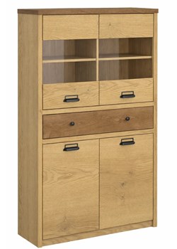 Niska witryna do salonu loft dąb cremona + dąb lefkas F2-S18 ze sklepu Edinos.pl w kategorii Komody - zdjęcie 188135212