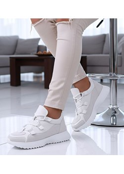 Białe skórzane damskie buty sportowe /G7-3 13603 N197/ ze sklepu Pantofelek24.pl w kategorii Buty sportowe damskie - zdjęcie 188136264