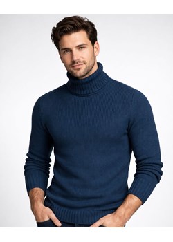Ciepły sweter męski z golfem wełniany kolor morski Recea ze sklepu Recea.pl w kategorii Swetry męskie - zdjęcie 188136514