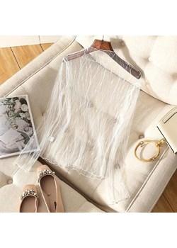 Prześwitująca damska bluzka ze wzorem - Biały Uniwersalny ze sklepu Intimica.pl w kategorii Bluzki damskie - zdjęcie 188137861