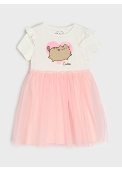 Sinsay - Bawełniana sukienka z tiulem i falbanami Pusheen the Cat - różowy ze sklepu Sinsay w kategorii Sukienki dziewczęce - zdjęcie 188140003