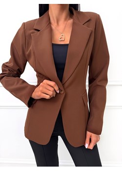 Brązowa Klasyczna Marynarka ze sklepu ModnaKiecka.pl w kategorii Marynarki damskie - zdjęcie 188140082