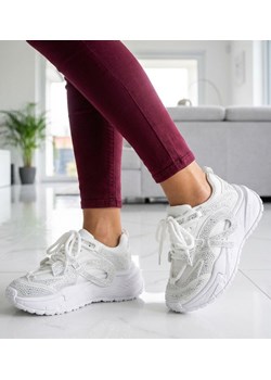 Białe buty sportowe na platformie z cyrkoniami /G11-1 17424 T891/ ze sklepu Pantofelek24.pl w kategorii Buty sportowe damskie - zdjęcie 188140150