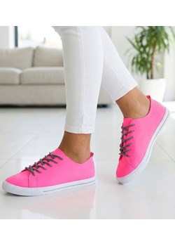 Sznurowane damskie trampki różowe /G1-2 11589 T112/ ze sklepu Pantofelek24.pl w kategorii Trampki damskie - zdjęcie 188140320