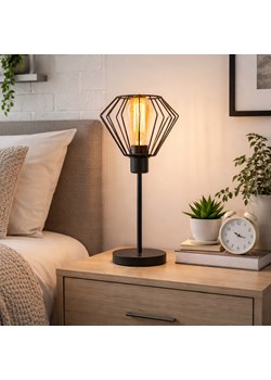 Czarna lampka nocna druciana loftowa TAZA LOFT ze sklepu Lysne w kategorii Lampy stołowe - zdjęcie 188140384