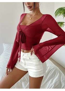 Damska bluzka z prześwitującymi rękawami - Czerwony XS ze sklepu Intimica.pl w kategorii Bluzki damskie - zdjęcie 188140404