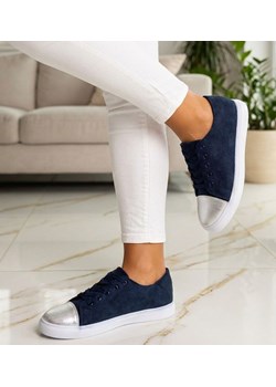 Sznurowane granatowe trampki damskie /E7-2 13617 S171/ ze sklepu Pantofelek24.pl w kategorii Trampki damskie - zdjęcie 188141244