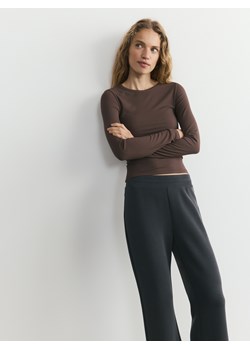 Reserved - Longsleeve z modalem - brązowy ze sklepu Reserved w kategorii Bluzki damskie - zdjęcie 188141881