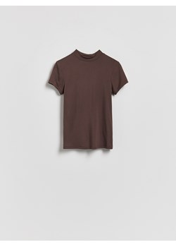 Reserved - T-shirt z włóknami bambusowymi - brązowy ze sklepu Reserved w kategorii Bluzki damskie - zdjęcie 188142660