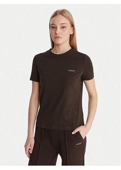 Guess T-Shirt V6RI07 J1314 Brązowy Regular Fit ze sklepu MODIVO w kategorii Bluzki damskie - zdjęcie 188143031