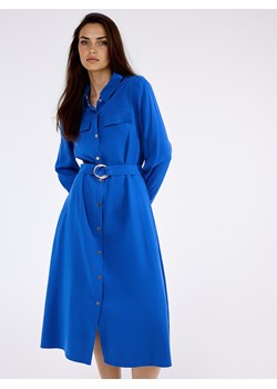 Mohito - Koszulowa kobaltowa sukienka midi - niebieski ze sklepu Mohito w kategorii Sukienki - zdjęcie 188143291