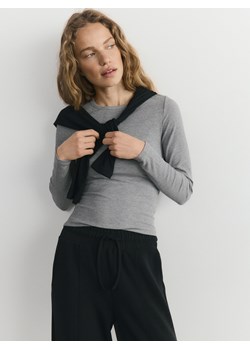Reserved - Longsleeve z modalem - jasnoszary ze sklepu Reserved w kategorii Bluzki damskie - zdjęcie 188143622