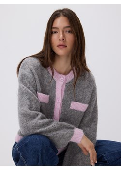 Reserved - Kardigan z kontrastową lamówką - wielobarwny ze sklepu Reserved w kategorii Swetry damskie - zdjęcie 188143642