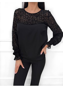Czarna Bluzka z Siateczką ze sklepu ModnaKiecka.pl w kategorii Bluzki damskie - zdjęcie 188144683