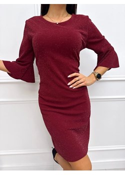Bordowa Połyskująca Sukienka ze sklepu ModnaKiecka.pl w kategorii Sukienki - zdjęcie 188144882