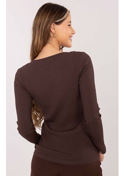 Brązowa dopasowana bluzka damska w prążek RV-BZ-A1045.99, Kolor brązowy, Rozmiar S/M, Rue Paris ze sklepu Primodo w kategorii Bluzki damskie - zdjęcie 188146043