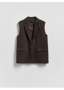 Reserved - Kamizelka z dodatkiem wełny - ciemnobrązowy ze sklepu Reserved w kategorii Bluzki damskie - zdjęcie 188150253