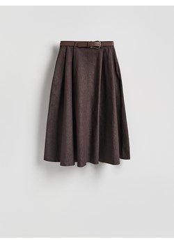 Reserved - Spódnica midi z paskiem - brązowy ze sklepu Reserved w kategorii Spódnice - zdjęcie 188150280