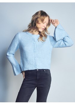 Reserved - Kardigan z falbaną - jasnoniebieski ze sklepu Reserved w kategorii Swetry damskie - zdjęcie 188150400