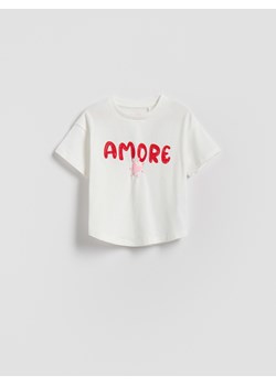 Reserved - Wzorzysty t-shirt - złamana biel ze sklepu Reserved w kategorii Bluzki dziewczęce - zdjęcie 188150432