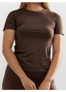 Sinsay - Koszulka sportowa Gym Hard - brązowy ze sklepu Sinsay w kategorii Bluzki damskie - zdjęcie 188151294