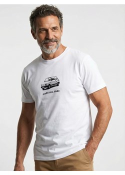 Sinsay - Bawełniana koszulka z nadrukiem - biały ze sklepu Sinsay w kategorii T-shirty męskie - zdjęcie 188151381