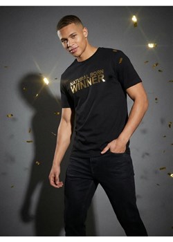 Sinsay - Bawełniana koszulka z napisem - czarny ze sklepu Sinsay w kategorii T-shirty męskie - zdjęcie 188151383