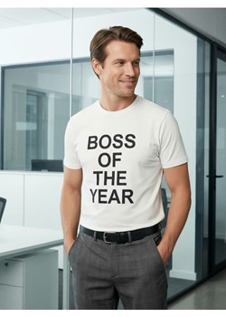 Sinsay - Bawełniana koszulka z napisem - kremowy ze sklepu Sinsay w kategorii T-shirty męskie - zdjęcie 188151384