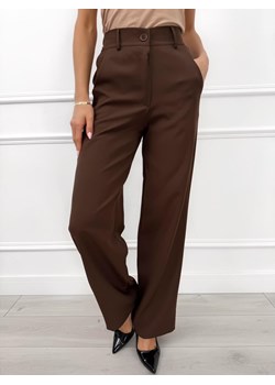 Czekoladowe Eleganckie Spodnie z Prostymi Nogawkami ze sklepu ModnaKiecka.pl w kategorii Spodnie damskie - zdjęcie 188151811