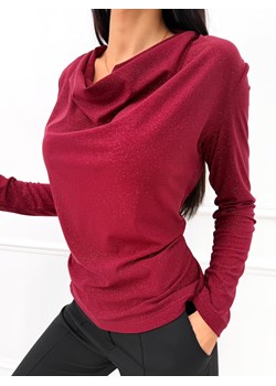 Bordowa Połyskująca Bluzka z Lejącym Dekoltem ze sklepu ModnaKiecka.pl w kategorii Bluzki damskie - zdjęcie 188151854