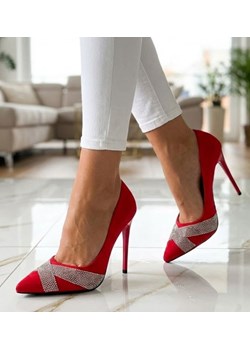 Czerwone szpilki na obcasie /D9-2 11857 T299/ ze sklepu Pantofelek24.pl w kategorii Czółenka - zdjęcie 188153011