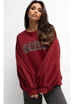 Bordowa ocieplana bluza damska z naszywką RV-BL-A1040.03, Kolor bordowy, Rozmiar uniwersalny, Rue Paris ze sklepu Primodo w kategorii Bluzy damskie - zdjęcie 188153331