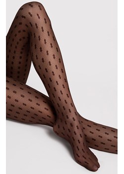 Wzorzyste rajstopy damskie mokka BIJOU 20 DEN, Kolor mokka, Rozmiar 2, Fiore ze sklepu Primodo w kategorii Rajstopy - zdjęcie 188153401