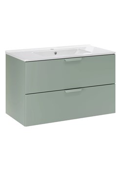 Zielona wisząca szafka łazienkowa z umywalką - Verdessa 12X 80 cm ze sklepu Edinos.pl w kategorii Szafki i regały łazienkowe - zdjęcie 188153520