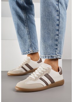 Ciemnobeżowe Casualowe Sneakersy na Płaskiej Podeszwie z Paskami Jereria ze sklepu renee.pl w kategorii Buty sportowe damskie - zdjęcie 188153801