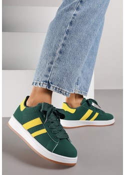 Zielone Sneakersy na Niskiej Platformie z Naszywkami Flordexia ze sklepu renee.pl w kategorii Buty sportowe damskie - zdjęcie 188153864