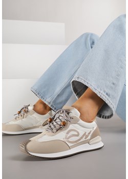 Beżowe Sneakersy Ozdobione Geometrycznym Motywem Phiaronei ze sklepu renee.pl w kategorii Buty sportowe damskie - zdjęcie 188153952