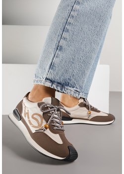 Brązowe Sneakersy Ozdobione Geometrycznym Motywem Phiaronei ze sklepu renee.pl w kategorii Buty sportowe damskie - zdjęcie 188153970